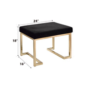 Boice - Ottoman - Black Fabric & Champagne - R&R Furniture Gallery (Fountain Valley, CA)