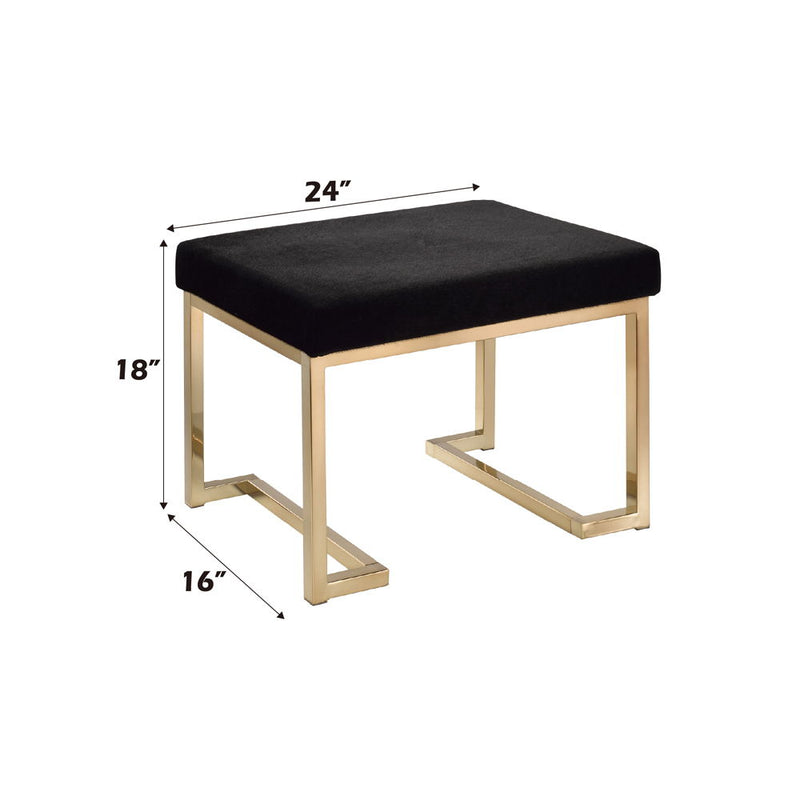 Boice - Ottoman - Black Fabric & Champagne - R&R Furniture Gallery (Fountain Valley, CA)