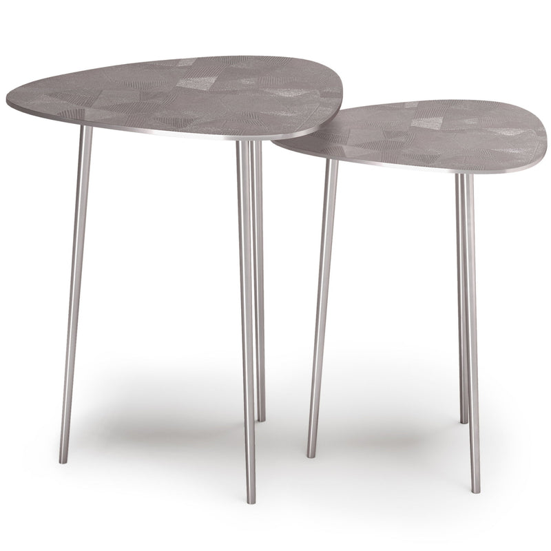 Shelton - 2 Piece Metal Nesting Table - Nickel - R&R Furniture Gallery (Fountain Valley, CA)