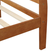 DreamHaus platform bed frame with wood slat support, sleigh style headboard and footboard, sturdy mattress foundation.