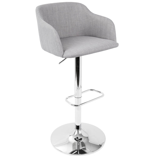 Lumi Source Daniella contemporary adjustable barstool with swivel, light gray fabric seat and metal base, bar height 28-30 inches