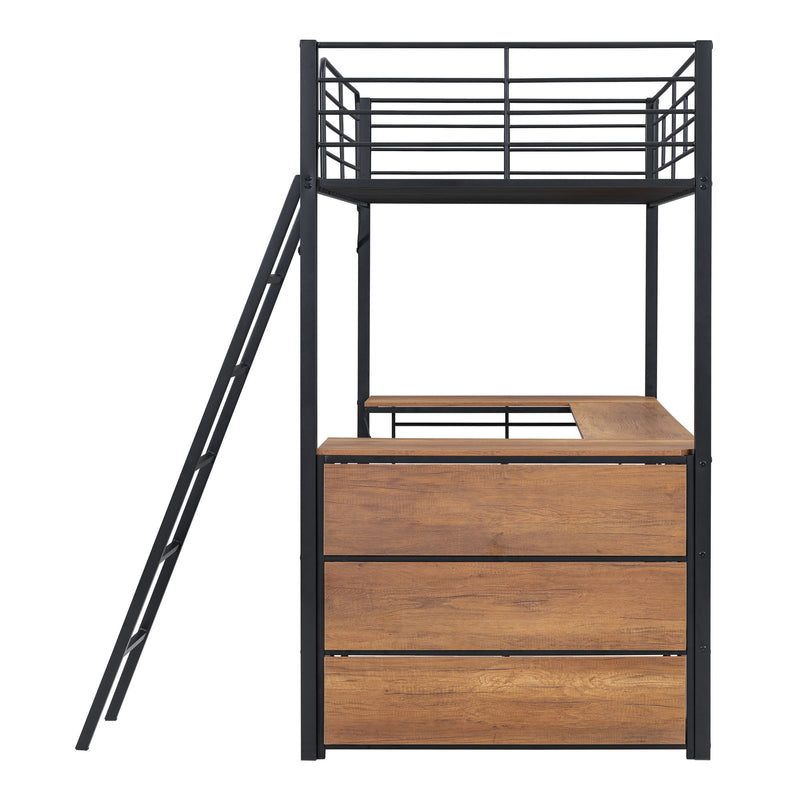 Loft Bed & 3 Layers Of Shelves And L-Shaped Desk - R&R Furniture Gallery (Fountain Valley, CA)