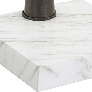 Pelton - Marble Glass Drink Table - Bronze / White
