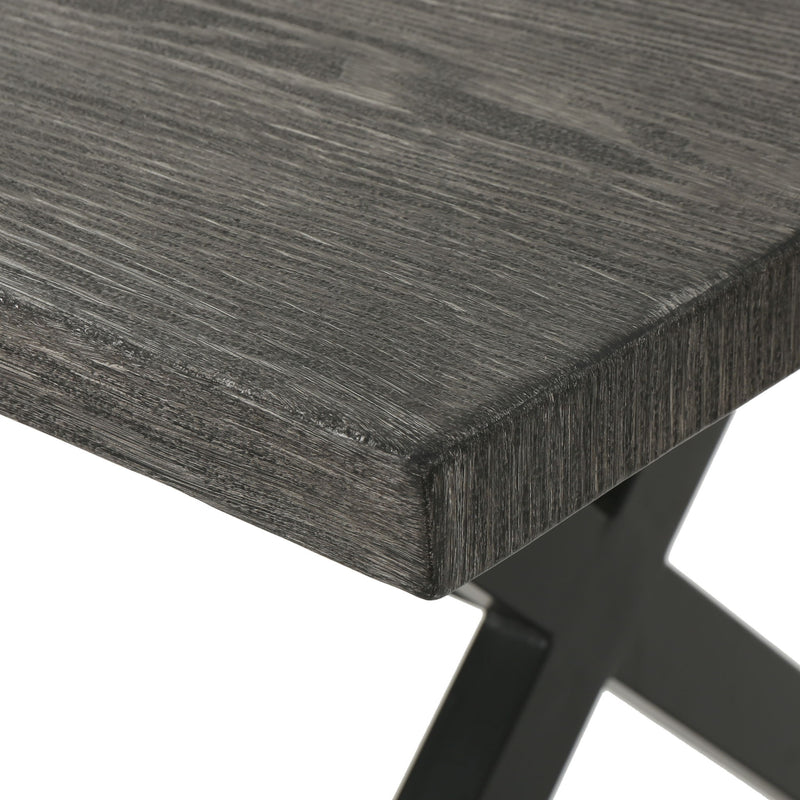 Outdoor aluminum dining table with steel frame by Noble House, featuring a sleek, modern design for outdoor entertaining.