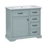 36" Bathroom Vanity With Sink, 2 Tip Out Drawers, Soft Close Hinges