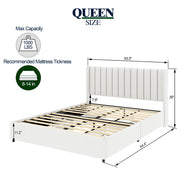 Anda - Boucle Upholstered Platform Bed With Patented Drawers Storage - Ivory - R&R Furniture Gallery (Fountain Valley, CA)