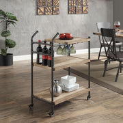 Brantley - Serving Cart - Oak & Sandy Black - R&R Furniture Gallery (Fountain Valley, CA)