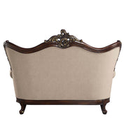 Ragnar - Loveseat With 5 Pillows - Light Brown Linen & Cherry - R&R Furniture Gallery (Fountain Valley, CA)