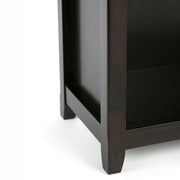 Handcrafted Amherst 5-shelf bookcase by Simpli-Home showing wooden shelves and sturdy frame in a home office setting.