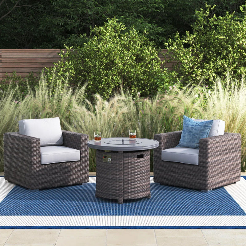 Rattan Patio Set With Comfortable Cushions And Fire Pit - R&R Furniture Gallery (Fountain Valley, CA)