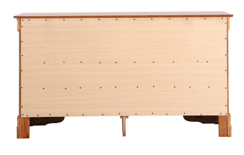 Elegant traditional storage dresser by Glory Furniture with multiple drawers and wooden finish, showcasing classic design and craftsmanship.
