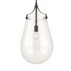 Dewdrop - 1 Light Glass Shade Pendant - Black