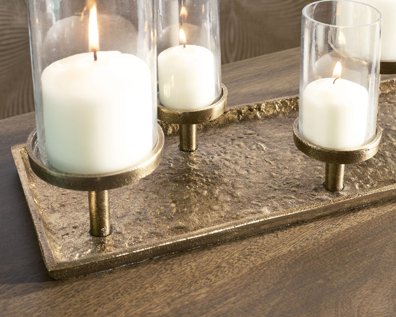 Wallmond - Candle Holder - Antique Brass Finish - R&R Furniture Gallery (Fountain Valley, CA)