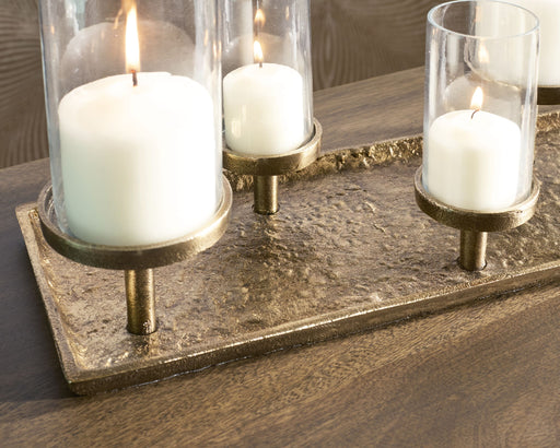 Wallmond - Candle Holder - Antique Brass Finish - R&R Furniture Gallery (Fountain Valley, CA)