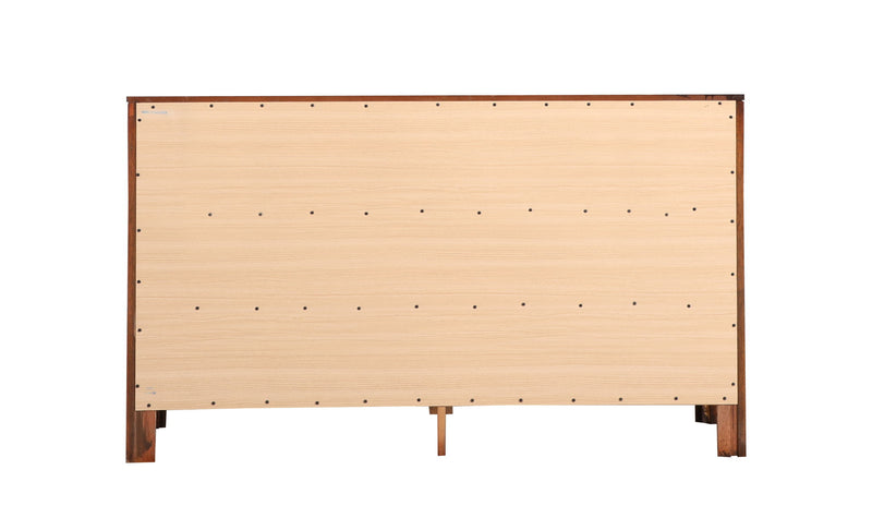 Cherry Summit dresser by Glory Furniture featuring a sleek design with multiple drawers for storage.