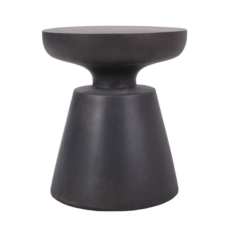 Outdoor lightweight concrete end table with copper half sphere top by Noble House, featuring a modern, minimalist design.