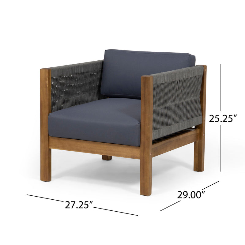 Outdoor Club Chair With Rattan Rope Wave - Dark Gray - R&R Furniture Gallery (Fountain Valley, CA)