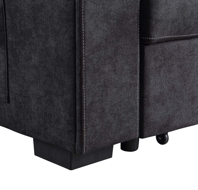Toby - Woven Fabric Reversible Sleeper Sectional Sofa With Storage Chaise Cup Holder Charging Ports And Pockets - R&R Furniture Gallery (Fountain Valley, CA)