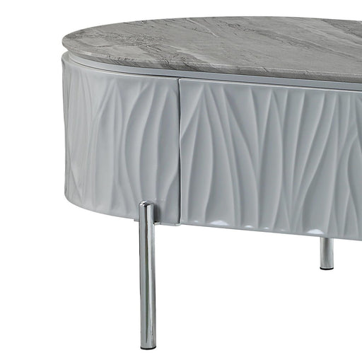 Yukino - Coffee Table - Gray High Gloss & Chrome - R&R Furniture Gallery (Fountain Valley, CA)