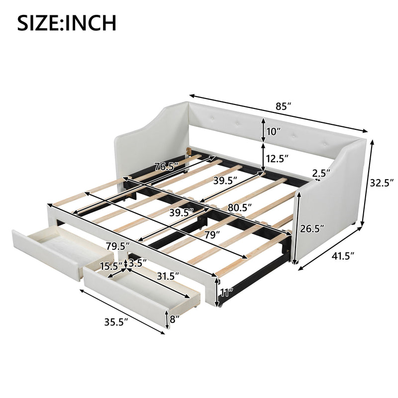 Upholstered Daybed With 2 Drawers - R&R Furniture Gallery (Fountain Valley, CA)