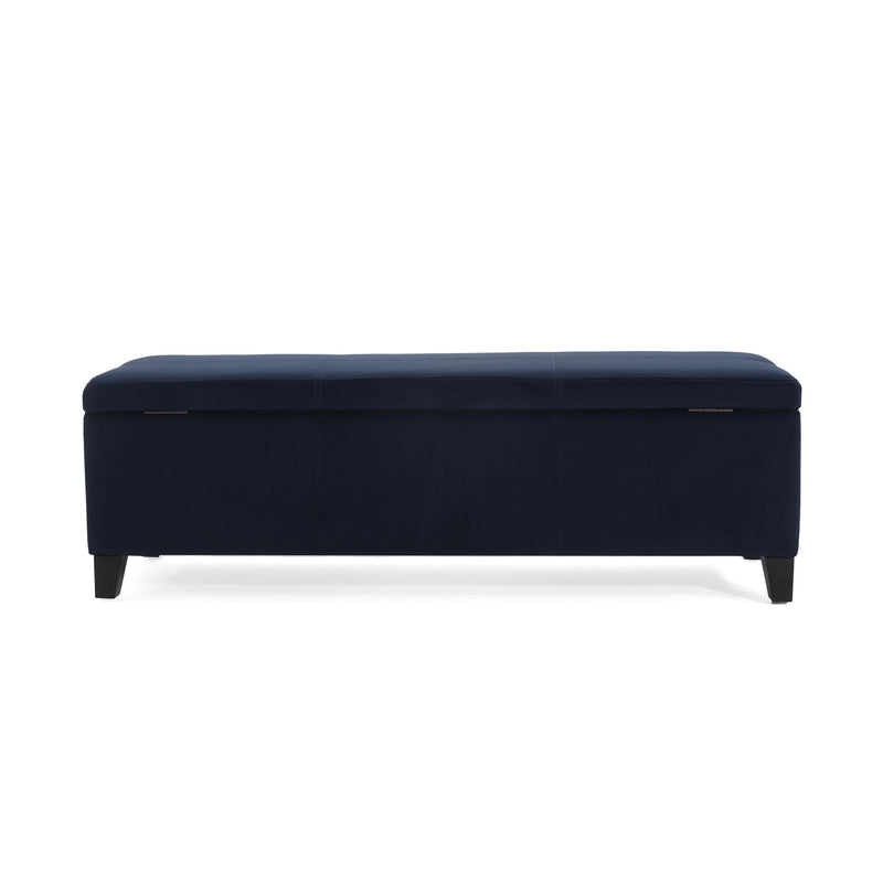 Noble House upholstered storage ottoman bench with soft fabric and cushioned top, ideal for living room or bedroom decor.