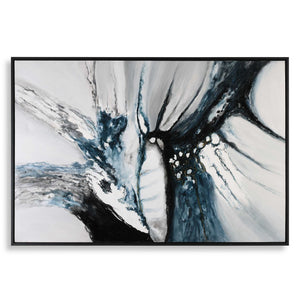 Go With The Flow - Hand Painted Canvas - Black / Blue / Gray