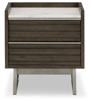 Arkenton - Two Drawer Night Stand - Grayish Brown / White - R&R Furniture Gallery (Fountain Valley, CA)