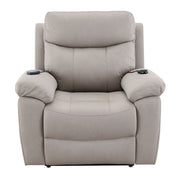 Chriki - Power Recliner With Lift & Heating & Massage - Beige Chenille & Black - R&R Furniture Gallery (Fountain Valley, CA)