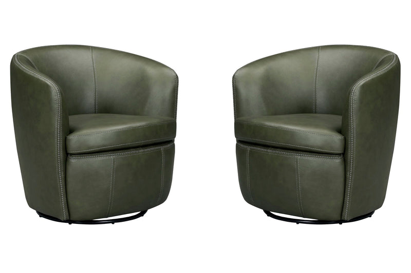 Barolo - 100% Italian Leather Swivel Club Chair (Set of 2) - R&R Furniture Gallery (Fountain Valley, CA)