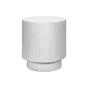 White round accent table by 8th Street, suitable for indoor and outdoor use, with a sleek, modern design.