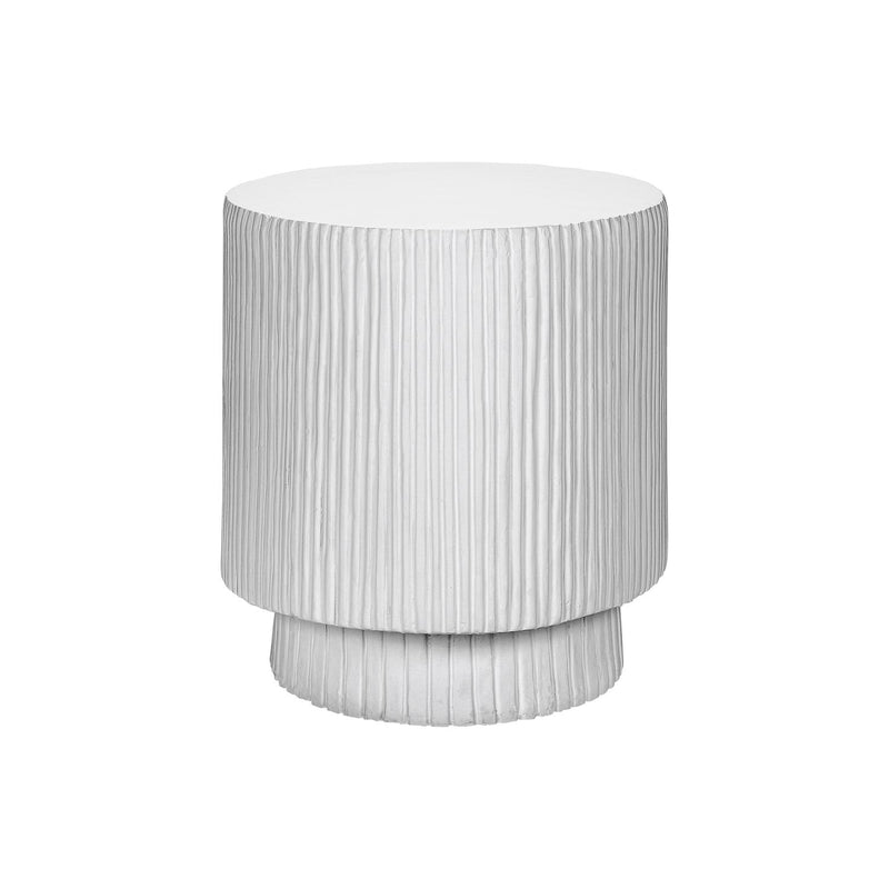 White round accent table by 8th Street, suitable for indoor and outdoor use, with a sleek, modern design.
