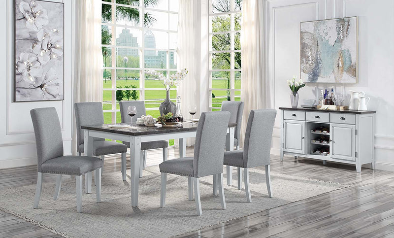 Lanton - Server - Natural Marble & Antique White - R&R Furniture Gallery (Fountain Valley, CA)