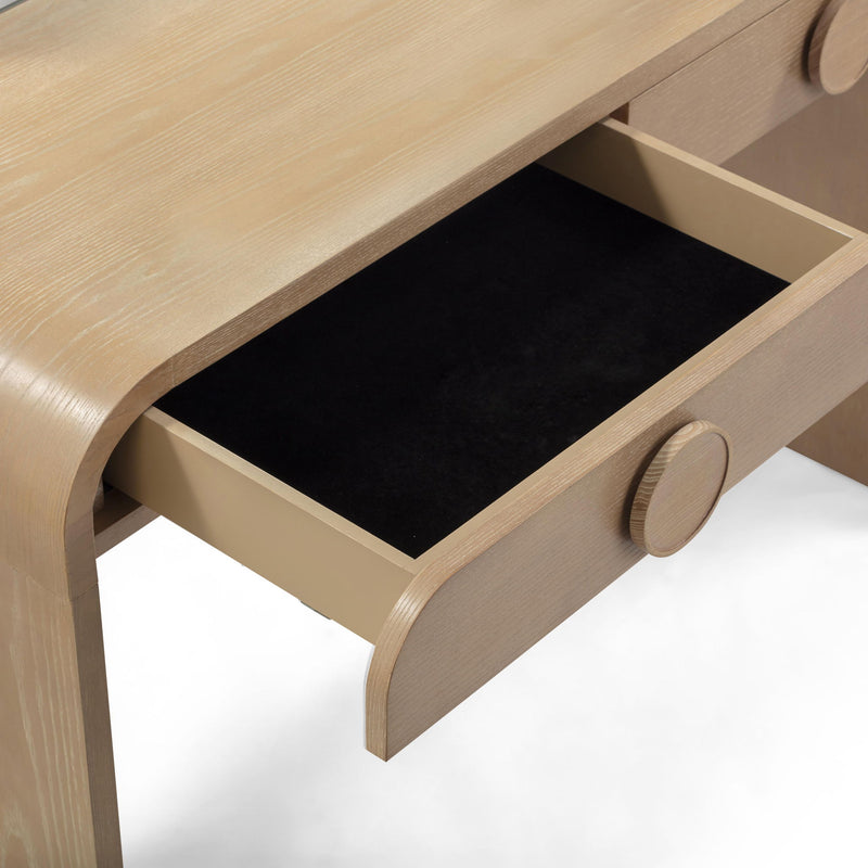 Moonrise - 2 Drawer Vanity Desk - Natural Ash - R&R Furniture Gallery (Fountain Valley, CA)
