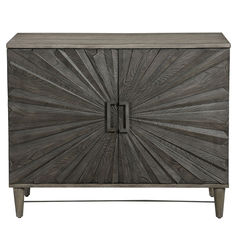 Gray Oak 2-door accent cabinet by Uttermost featuring a modern design with sleek wood finish and sturdy metal hardware.