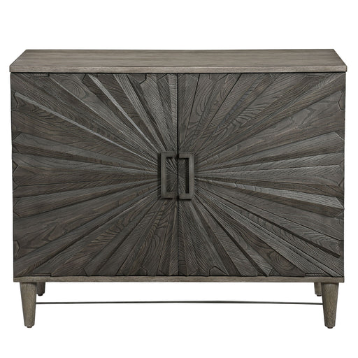 Gray Oak 2-door accent cabinet by Uttermost featuring a modern design with sleek wood finish and sturdy metal hardware.