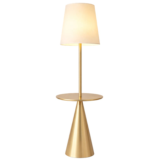 Celestial - Modern Floor Lamp With Accent Table With Large Shade - Gold / White - R&R Furniture Gallery (Fountain Valley, CA)