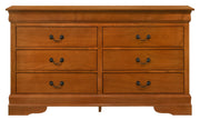 Louis Phillipe traditional dresser by Glory Furniture, featuring elegant wood finish and classic design with multiple drawers.