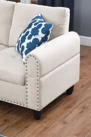 Alger - Wide Left Hand Facing Sofa & Chaise With Ottoman - Beige - R&R Furniture Gallery (Fountain Valley, CA)