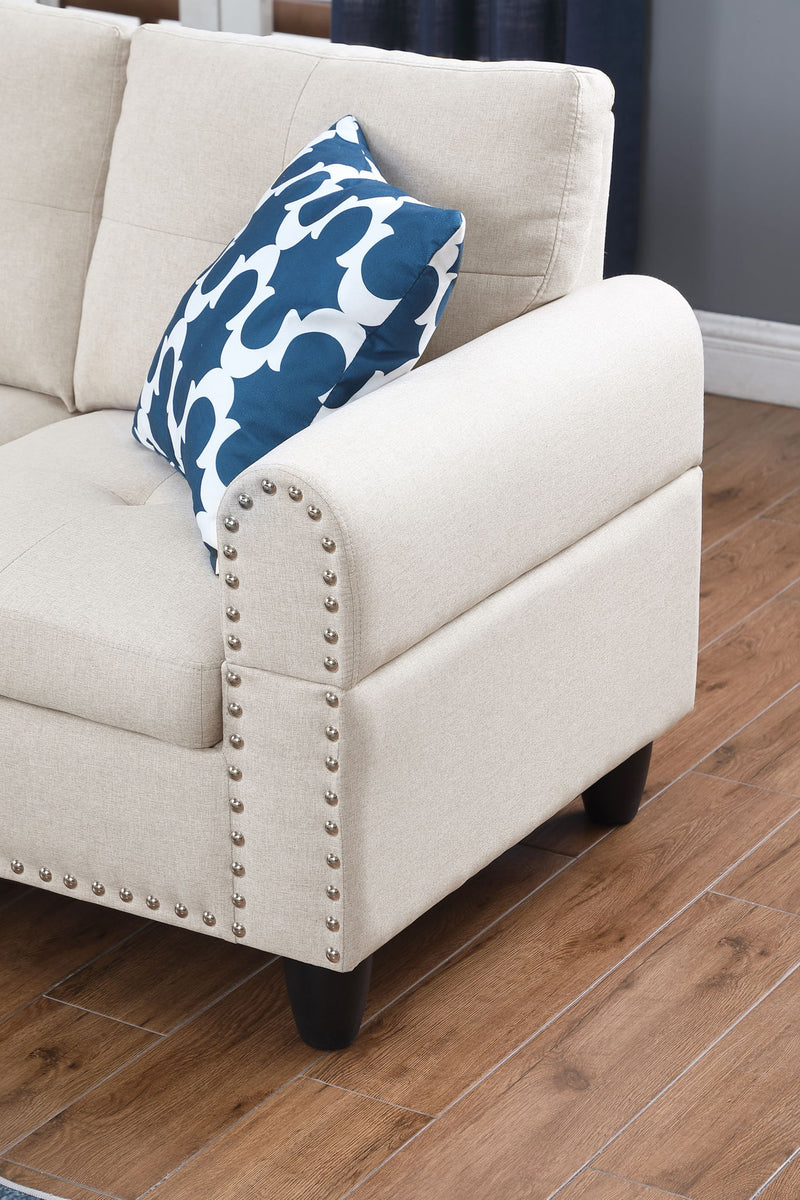 Alger - Wide Left Hand Facing Sofa & Chaise With Ottoman - Beige - R&R Furniture Gallery (Fountain Valley, CA)