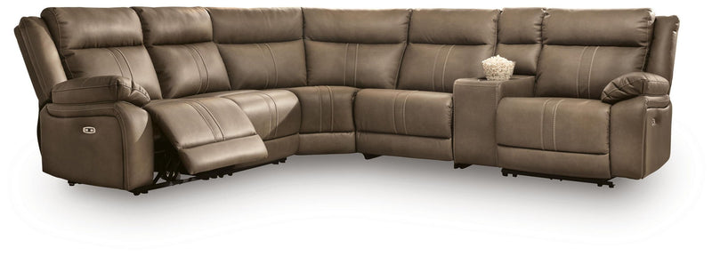 Signature Design by Ashley Max-Momentum reclining sectional sofa with plush cushions and reclining seats in a neutral fabric.