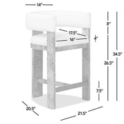 Vavona - Burl Upholstered Barrel Back Counter Height Bar Stool - Polar Off White - R&R Furniture Gallery (Fountain Valley, CA)