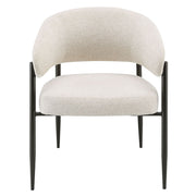 Jirina - Chenille Arm Chair With Metal Legs (Set of 2) - Beige & Black - R&R Furniture Gallery (Fountain Valley, CA)