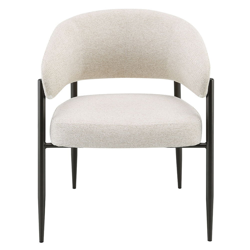 Jirina - Chenille Arm Chair With Metal Legs (Set of 2) - Beige & Black - R&R Furniture Gallery (Fountain Valley, CA)