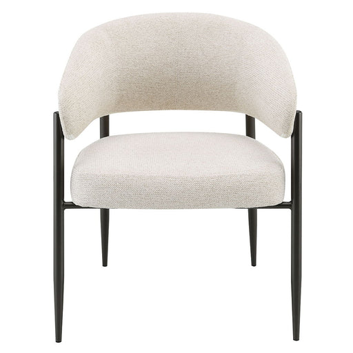 Jirina - Chenille Arm Chair With Metal Legs (Set of 2) - Beige & Black - R&R Furniture Gallery (Fountain Valley, CA)