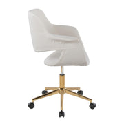 Lumi Source Vintage Flair mid-century modern office desk chair with wooden armrests and cushioned seat, black upholstery.