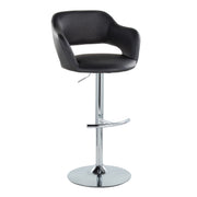 Lumi Source Margarite contemporary adjustable barstool set with swivel, rounded T footrest, modern design, and plush seat cushions