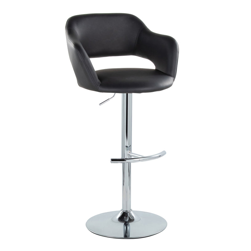Lumi Source Margarite contemporary adjustable barstool set with swivel, rounded T footrest, modern design, and plush seat cushions
