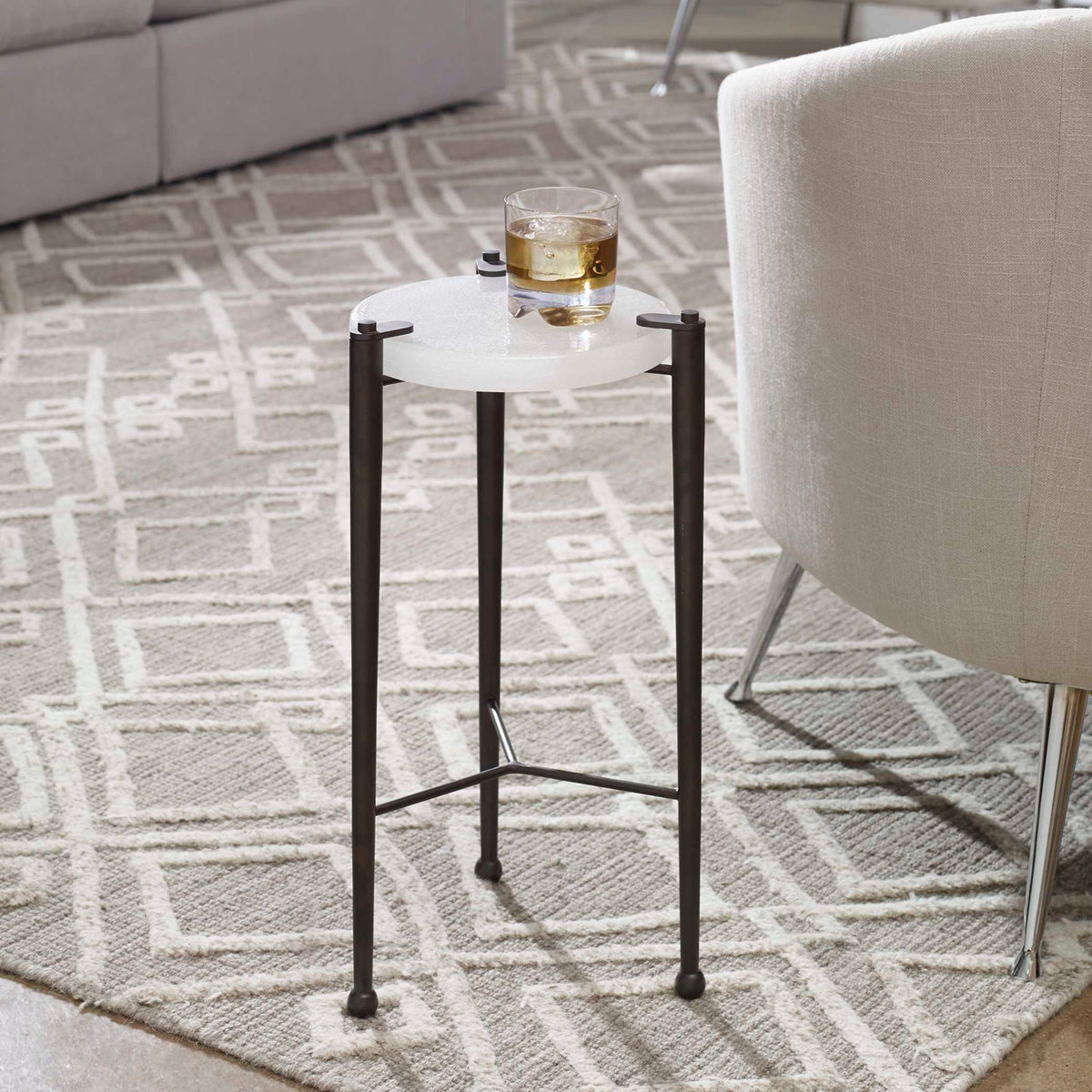 Ames - Drink Table - Bronze / White