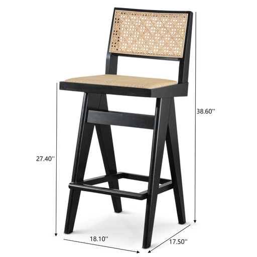 Keira - Bar Stool (Set of 2) - Black / Rattan - R&R Furniture Gallery (Fountain Valley, CA)