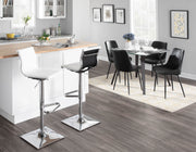 Lumi Source Masters contemporary adjustable barstool with swivel, bar height 28-30 inches, featuring modern design and cushioned seat.